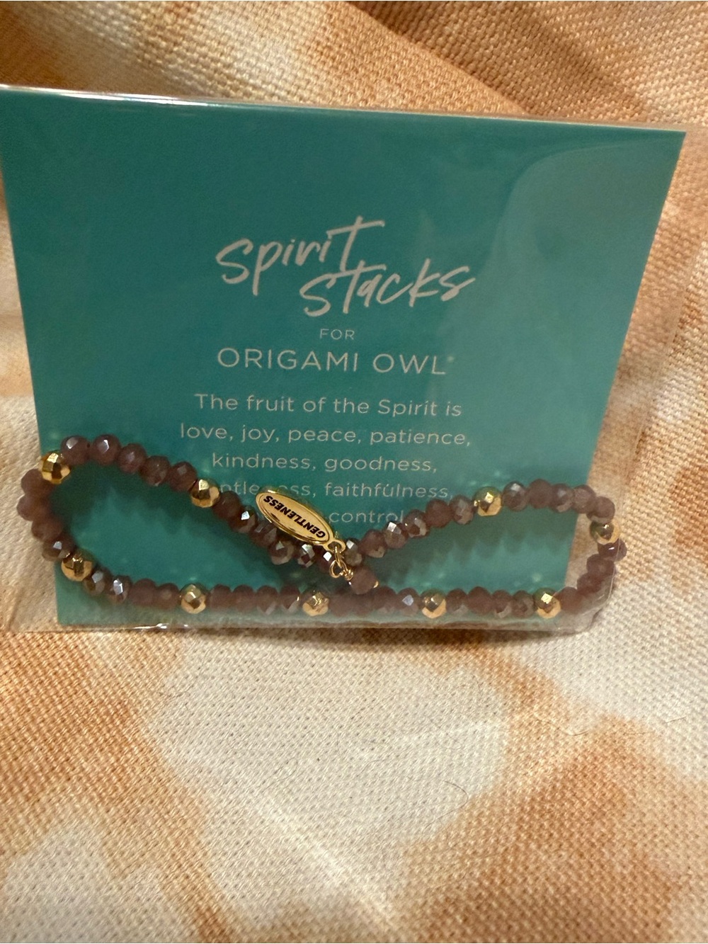 Origami Owl Brown and Gold Spirit Stacks Beaded Bracelet Duo